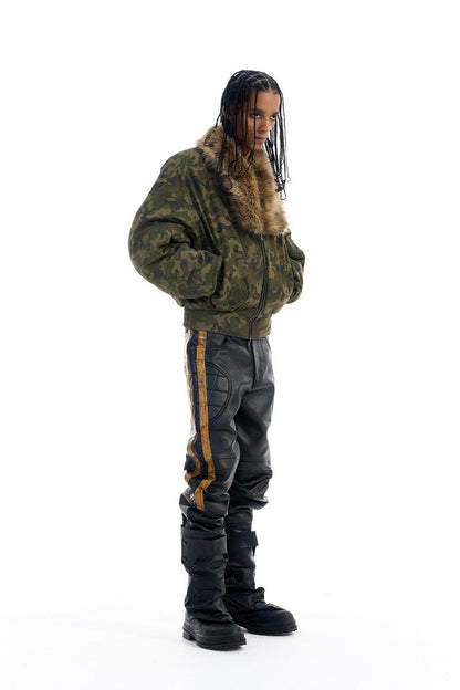 Colorblock Biker Faux Leather Pants