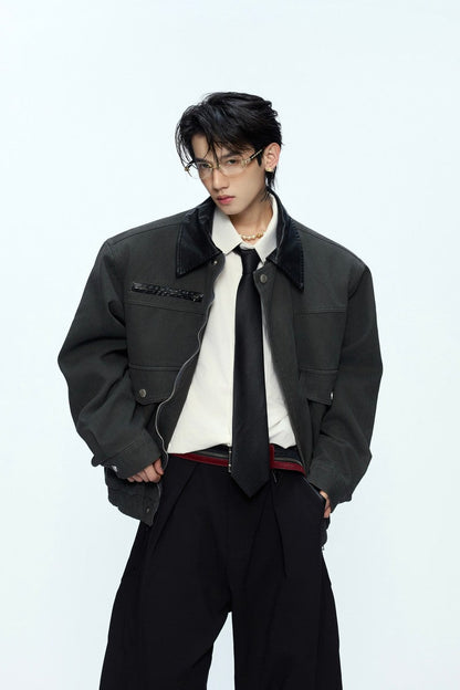 Colorblock Utility Pocket Zip Jacket