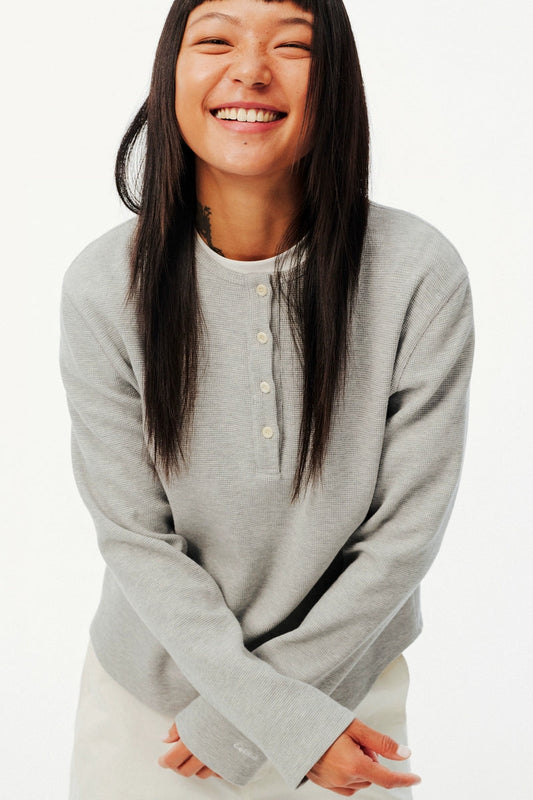 Waffle Henley Long Sleeve Tee