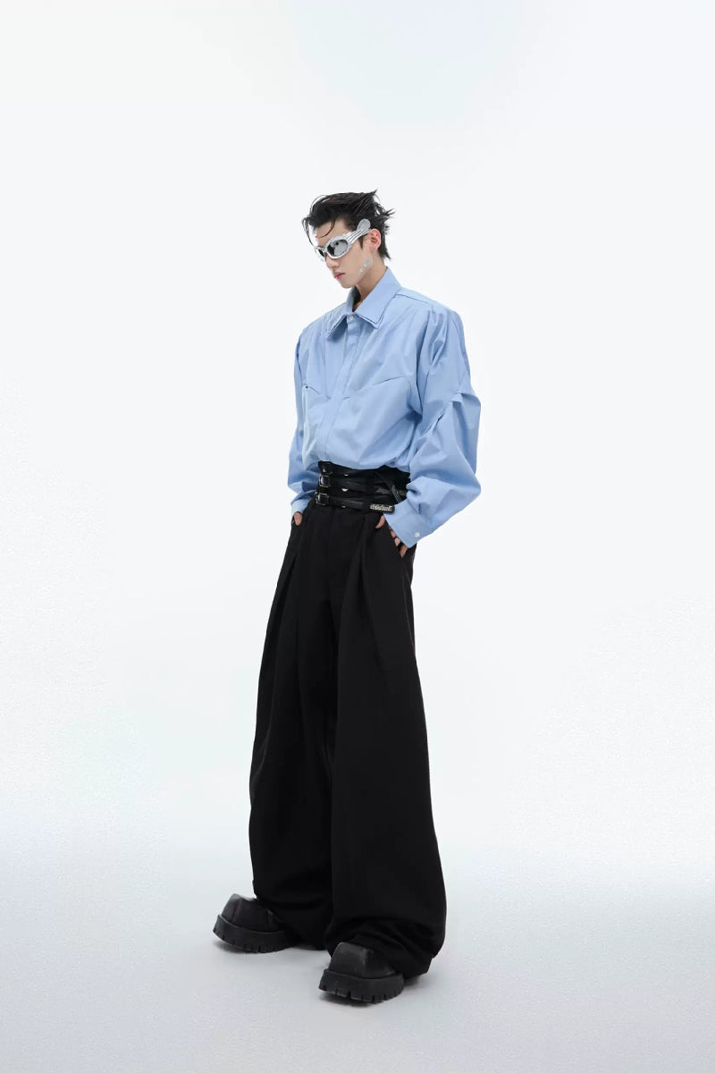 Pleated High-Waist Trousers