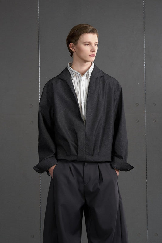 Striped Denim Layered Cropped Jacket