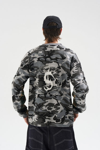 Yin Yang Camo Print Long Sleeve Tee