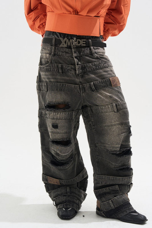 Washed Grey Baggy Jeans
