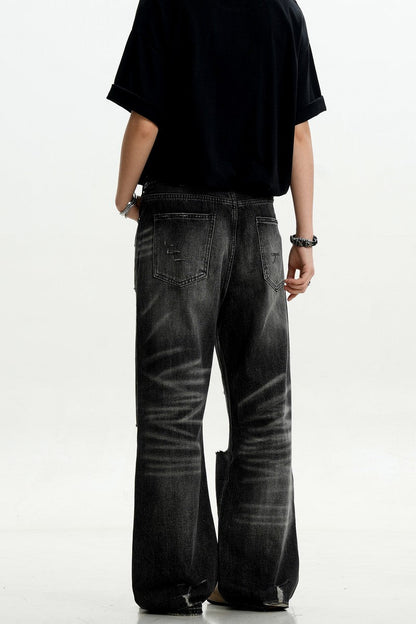 Black Gray Ripped Jeans