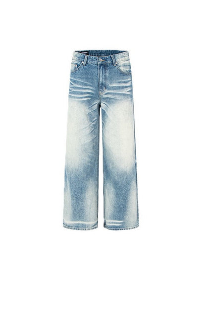 Whiskered Straight Leg Jeans