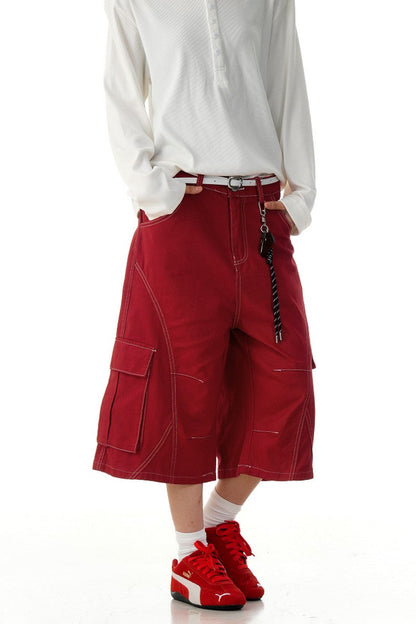 Red Stitch Cargo Shorts