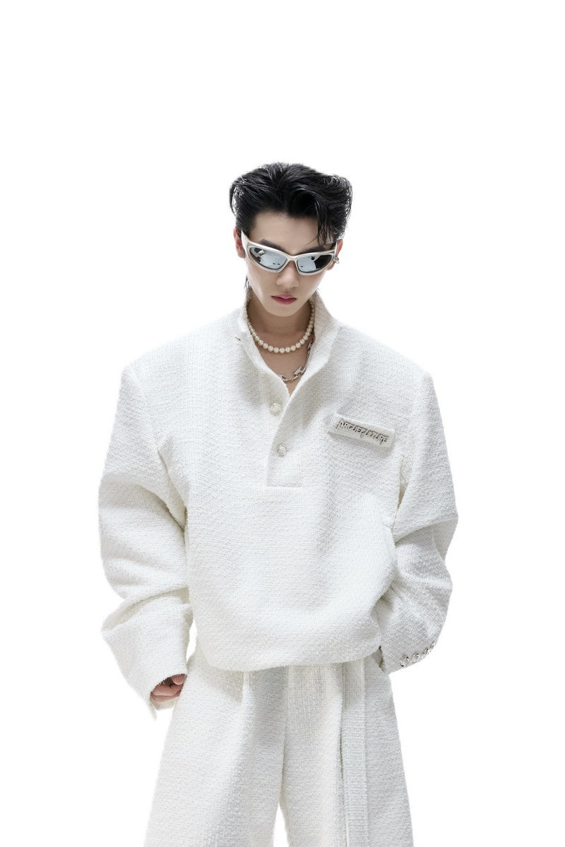 Textured Pearl Button Jacket