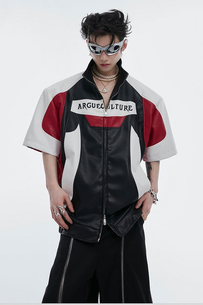 Heavy Contrast Leather Shirt