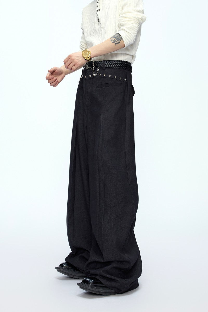 Deconstructed Wool Blend Suit Trousers