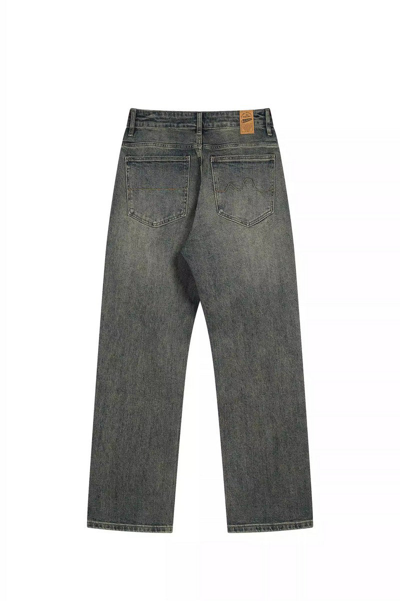 Vintage Wash Stretch Denim Jeans