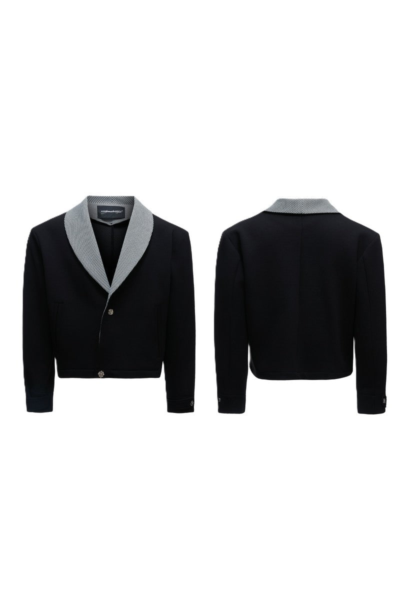 Houndstooth V-Neck Jacket