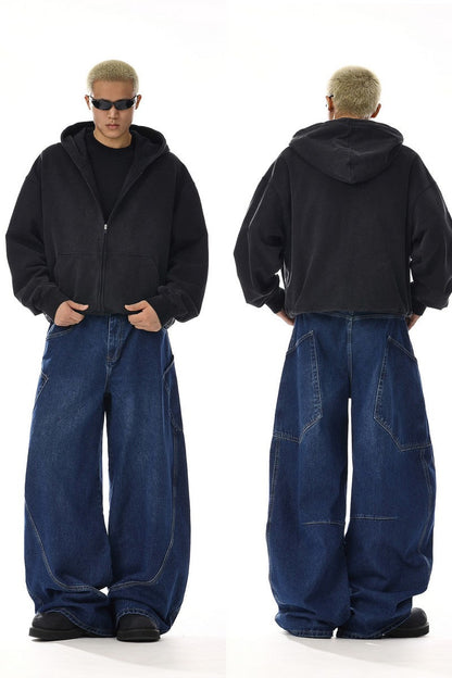 Vintage Deconstructed Loose Wide Jeans