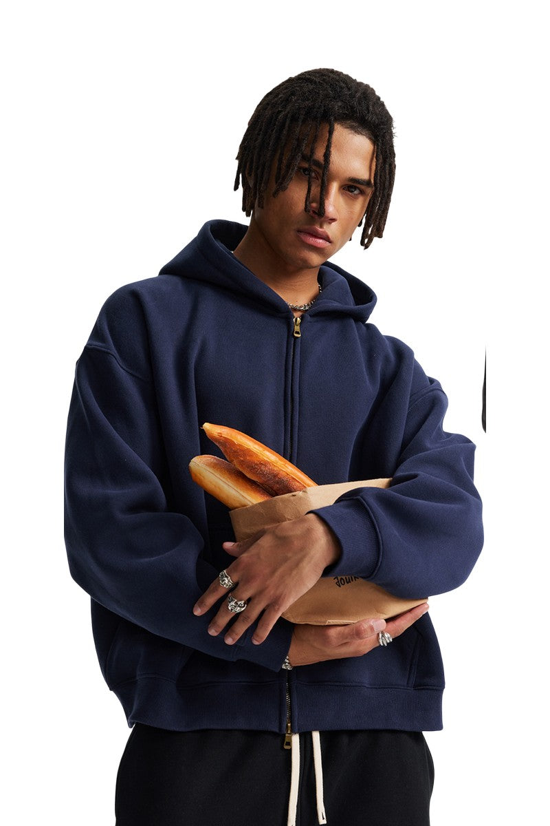 Fleece Boxy Double Zip Hoodie