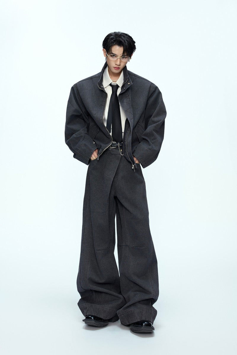 Washed Layered Loose Jeans