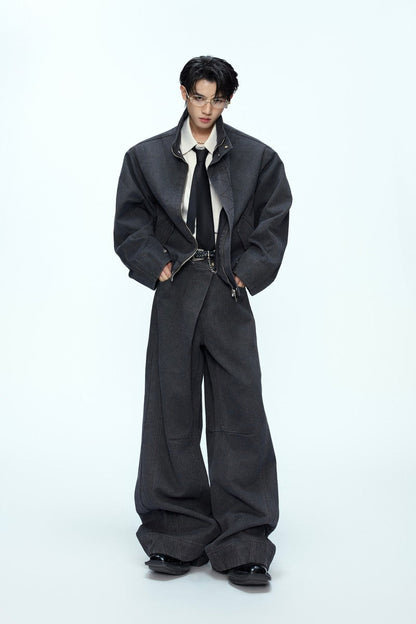 Washed Layered Loose Jeans