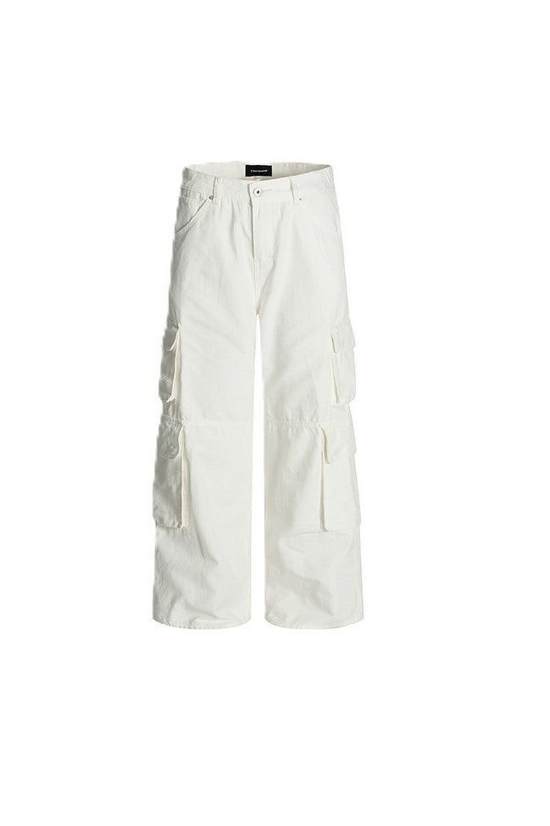 White Pocket Cargo Pants