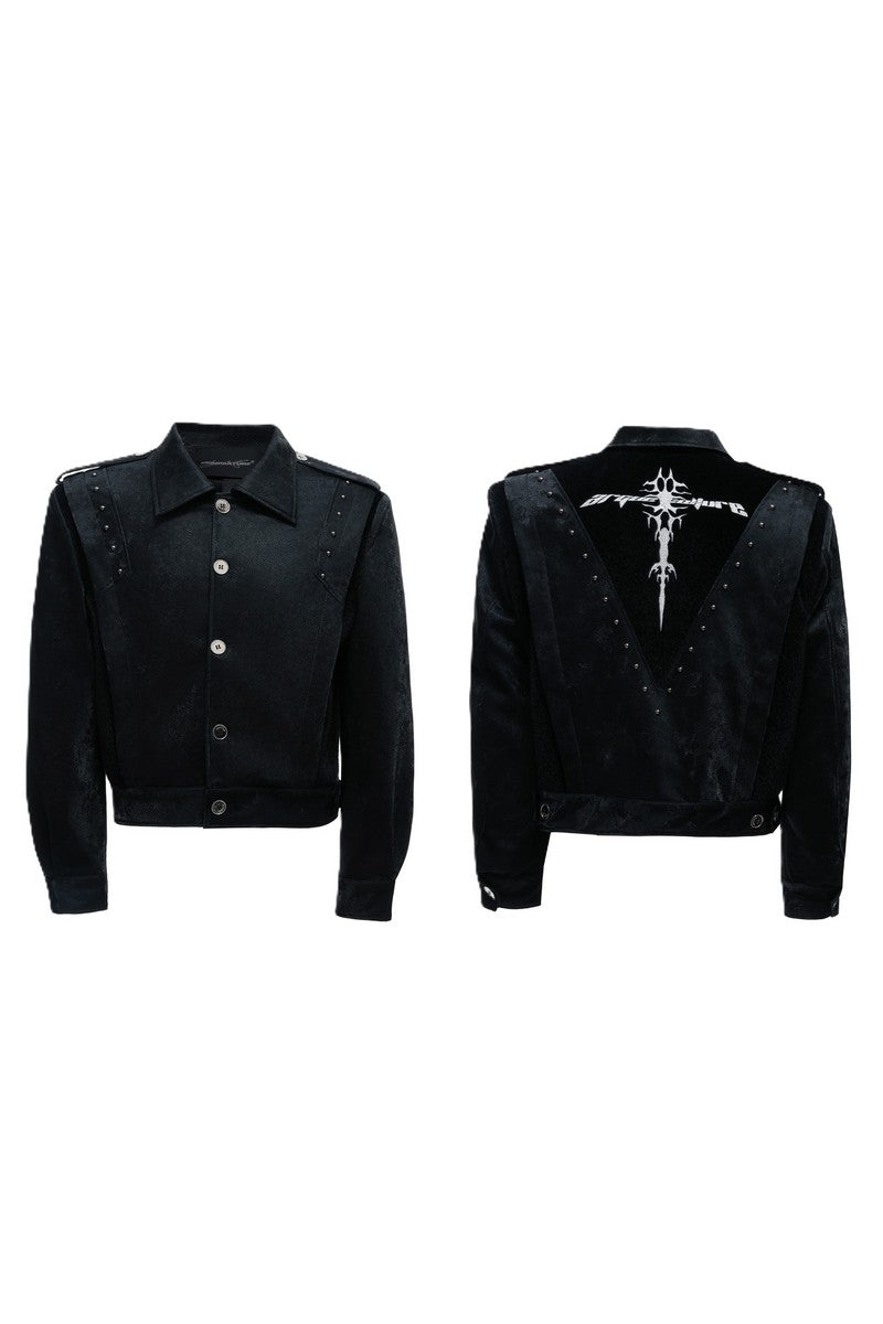 Studded Snake Print Leather Jacket