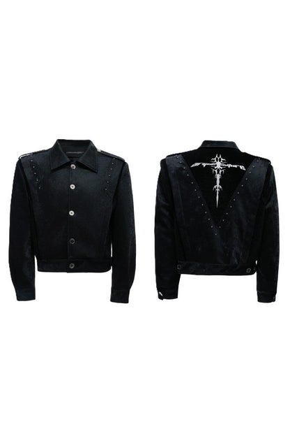 Studded Snake Print Leather Jacket