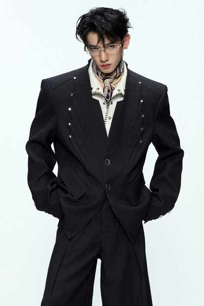 Deconstructed Wool Blend Suit Jacket