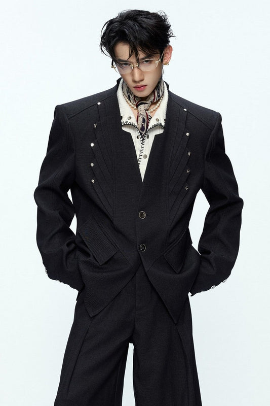 Deconstructed Wool Blend Suit Jacket