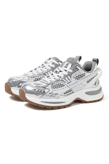 Silver Chunky Running Sneakers