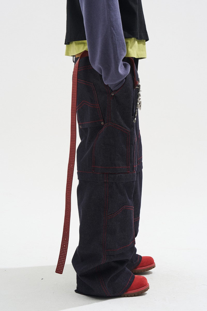 Raw Denim Detachable Cargo Pants