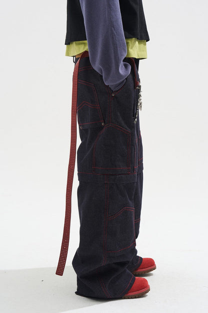 Raw Denim Detachable Cargo Pants