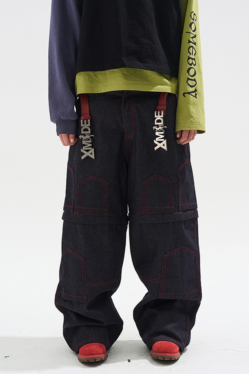 Raw Denim Detachable Cargo Pants