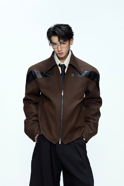 Glossy Deconstructed Cropped Jacket