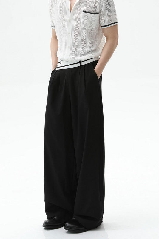 Asymmetrical Waist Pleated Trousers