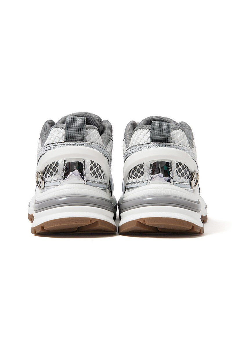 Silver Chunky Running Sneakers