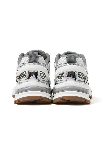 Silver Chunky Running Sneakers