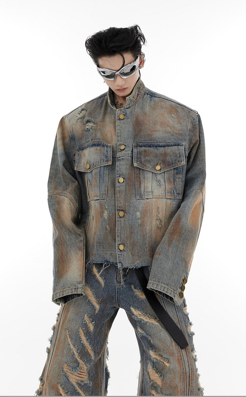 Destroyed Old Washed Denim Jacket