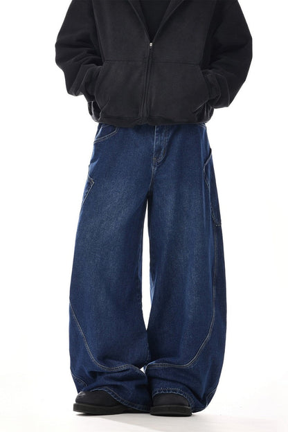 Vintage Deconstructed Loose Wide Jeans