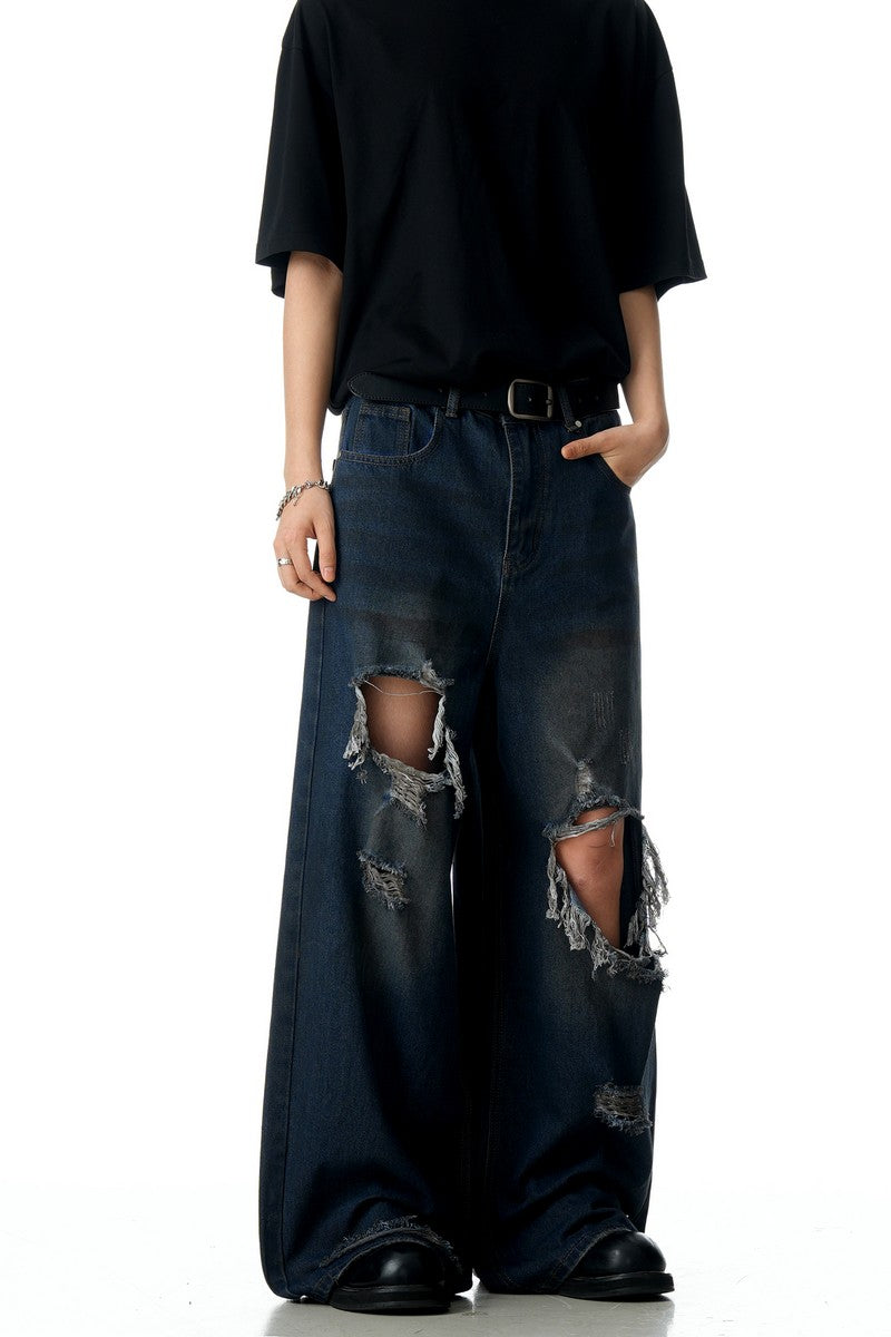 Blue Ripped Washed Jeans