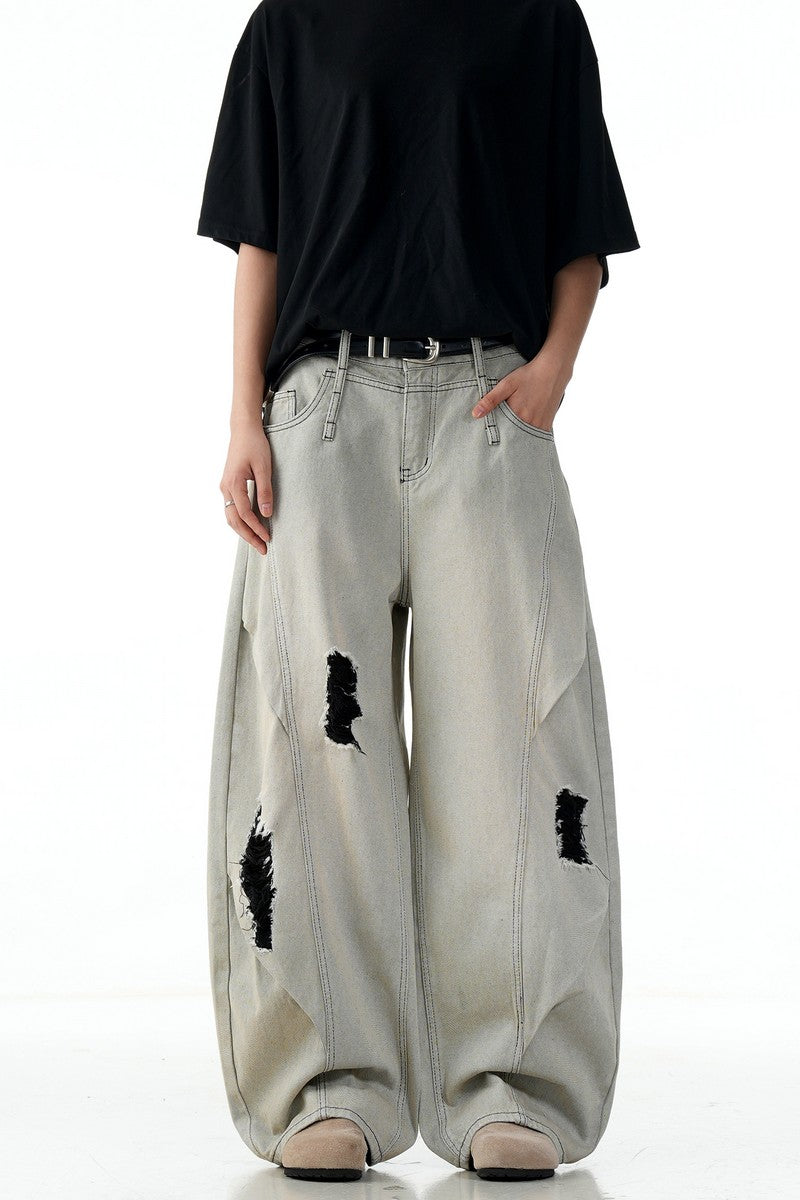 Gray Ripped Blade Jeans