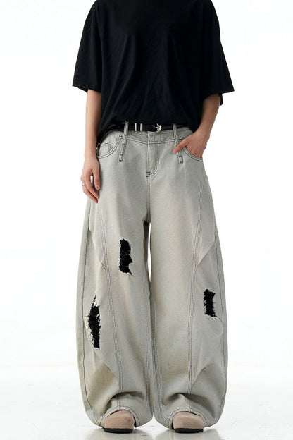 Gray Ripped Blade Jeans