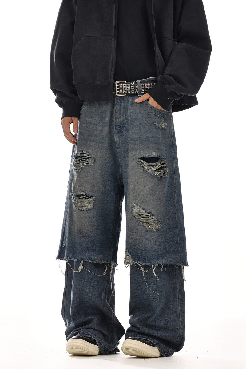 Vintage Deconstructed Patchwork Jeans
