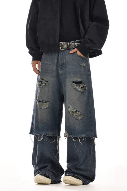 Vintage Deconstructed Patchwork Jeans