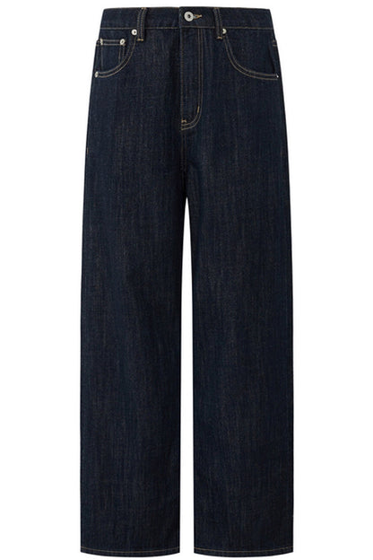 Italian Raw Denim High-Waist Wide-Leg Jeans