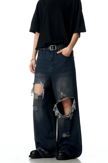 Blue Ripped Washed Jeans