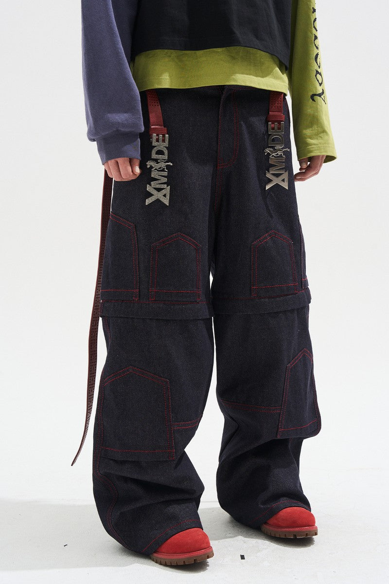 Raw Denim Detachable Cargo Pants