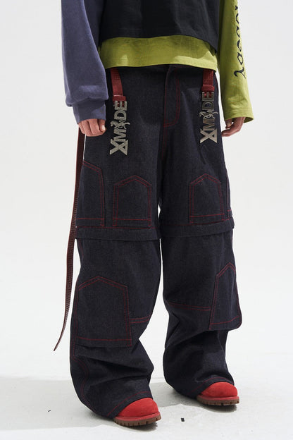 Raw Denim Detachable Cargo Pants