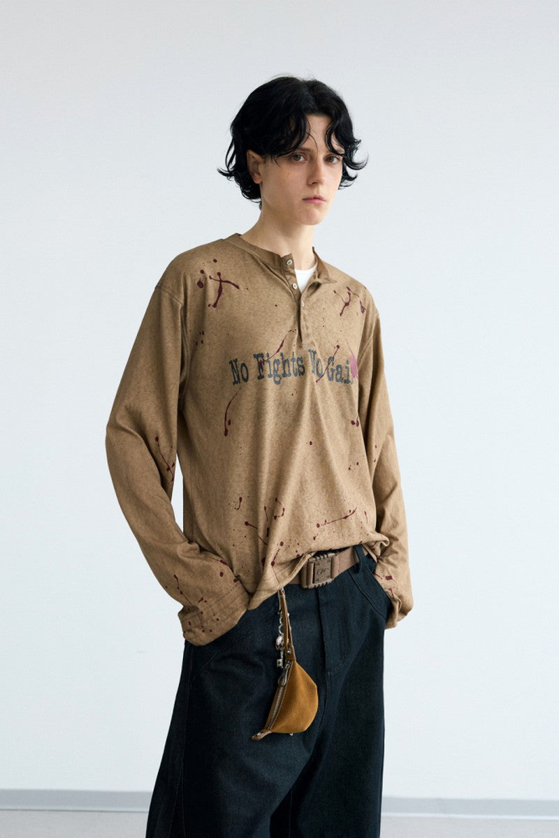 Splatter Henley Washed Tee
