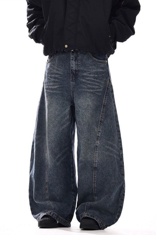 Vintage Washed Blade Wide Jeans