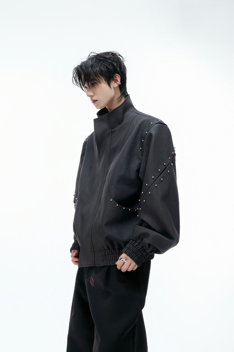 Deconstructed Textured Studded Jacket