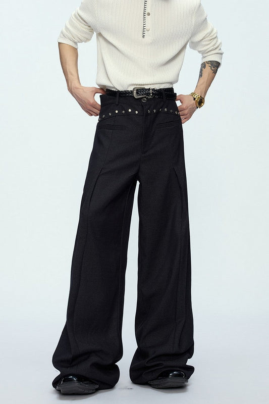 Deconstructed Wool Blend Suit Trousers