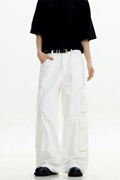 White Pocket Cargo Pants