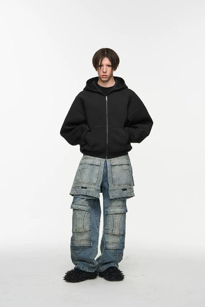 Layered Utility Washed Jeans