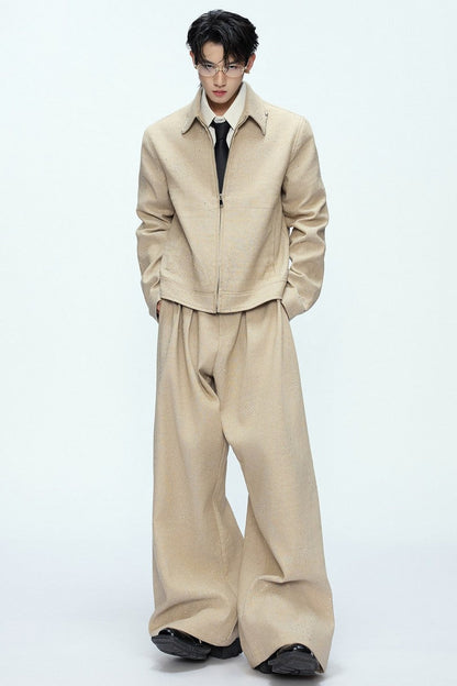 Rhinestone Sequin Pleated Trousers